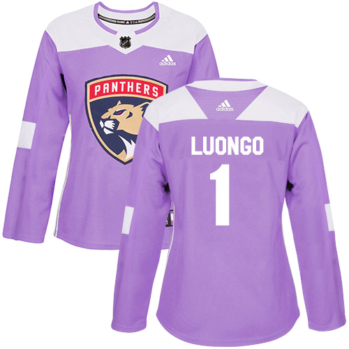 Adidas Panthers #1 Roberto Luongo Purple Authentic Fights Cancer Women's Stitched NHL Jersey - Click Image to Close